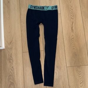 Gymshark navy Leggings with Teal Waistband